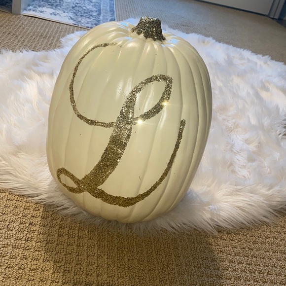 Handmade White pumpkin with sparkly L